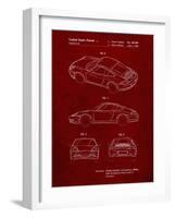 PP700-Burgundy 199 Porsche 911 Patent Poster-Cole Borders-Framed Giclee Print