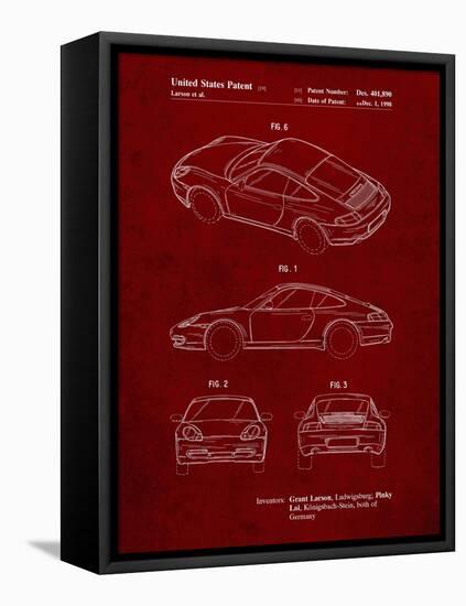 PP700-Burgundy 199 Porsche 911 Patent Poster-Cole Borders-Framed Stretched Canvas