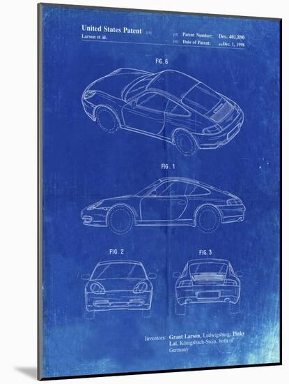 PP700-Faded Blueprint 199 Porsche 911 Patent Poster-Cole Borders-Mounted Giclee Print