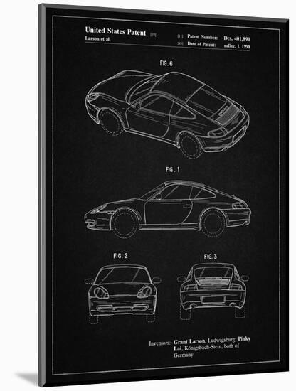 PP700-Vintage Black 199 Porsche 911 Patent Poster-Cole Borders-Mounted Giclee Print