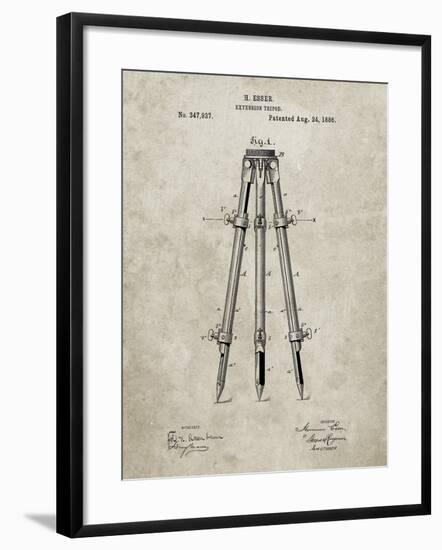 PP703-Sandstone Antique Extension Tripod Patent Poster-Cole Borders-Framed Giclee Print