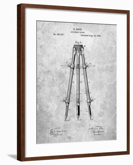 PP703-Slate Antique Extension Tripod Patent Poster-Cole Borders-Framed Giclee Print