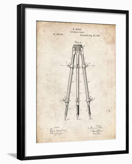 PP703-Vintage Parchment Antique Extension Tripod Patent Poster-Cole Borders-Framed Giclee Print