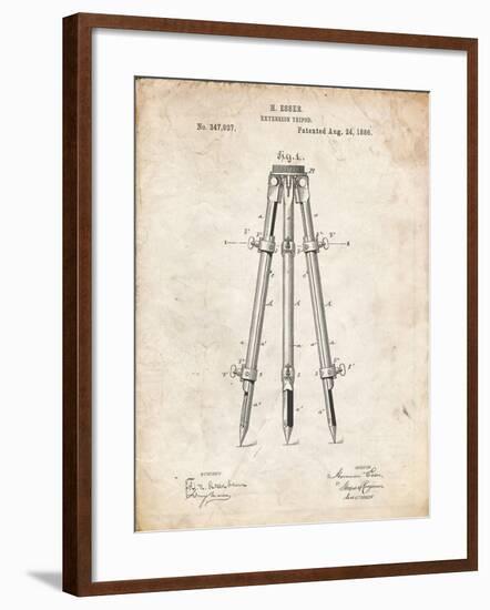 PP703-Vintage Parchment Antique Extension Tripod Patent Poster-Cole Borders-Framed Giclee Print