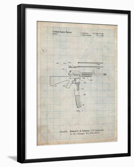 PP704-Antique Grid Parchment AR 15 Patent Poster-Cole Borders-Framed Giclee Print