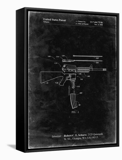 PP704-Black Grunge AR 15 Patent Poster-Cole Borders-Framed Stretched Canvas