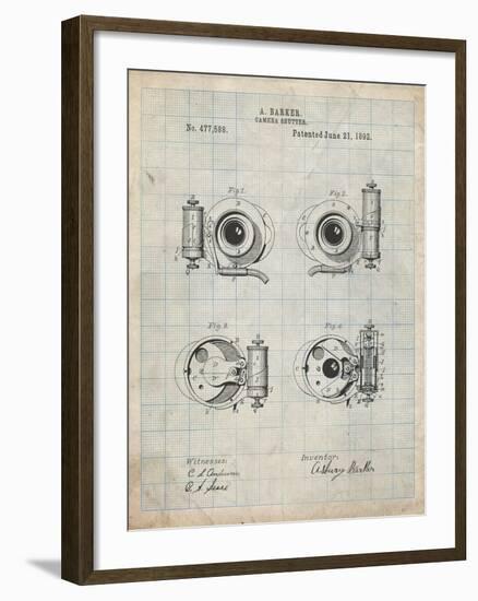 PP707-Antique Grid Parchment Asbury Frictionless Camera Shutter Patent Poster-Cole Borders-Framed Giclee Print