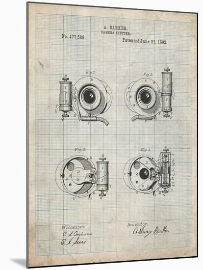 PP707-Antique Grid Parchment Asbury Frictionless Camera Shutter Patent Poster-Cole Borders-Mounted Giclee Print