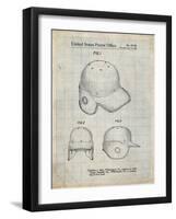 PP716-Antique Grid Parchment Baseball Helmet Patent Poster-Cole Borders-Framed Giclee Print