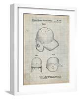 PP716-Antique Grid Parchment Baseball Helmet Patent Poster-Cole Borders-Framed Giclee Print