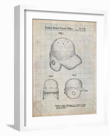 PP716-Antique Grid Parchment Baseball Helmet Patent Poster-Cole Borders-Framed Giclee Print