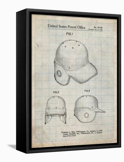 PP716-Antique Grid Parchment Baseball Helmet Patent Poster-Cole Borders-Framed Stretched Canvas