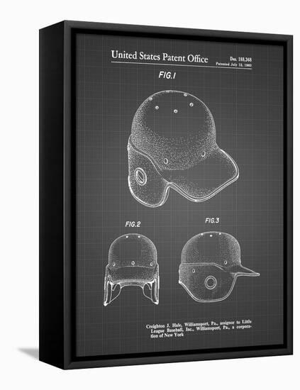 PP716-Black Grid Baseball Helmet Patent Poster-Cole Borders-Framed Stretched Canvas