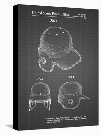 PP716-Black Grid Baseball Helmet Patent Poster-Cole Borders-Stretched Canvas