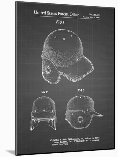 PP716-Black Grid Baseball Helmet Patent Poster-Cole Borders-Mounted Giclee Print