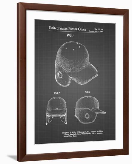 PP716-Black Grid Baseball Helmet Patent Poster-Cole Borders-Framed Giclee Print