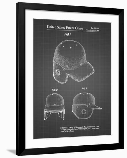 PP716-Black Grid Baseball Helmet Patent Poster-Cole Borders-Framed Giclee Print