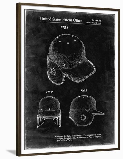 PP716-Black Grunge Baseball Helmet Patent Poster-Cole Borders-Framed Premium Giclee Print