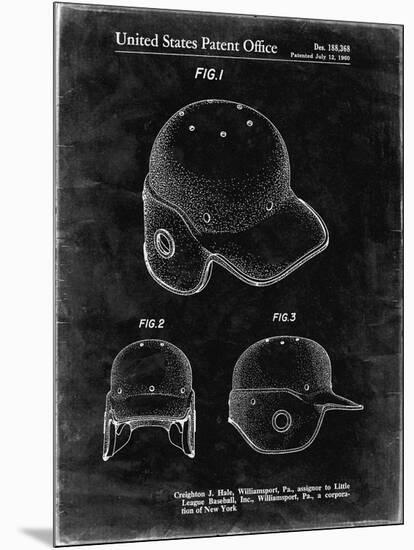 PP716-Black Grunge Baseball Helmet Patent Poster-Cole Borders-Mounted Premium Giclee Print