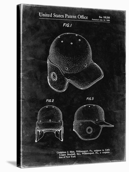 PP716-Black Grunge Baseball Helmet Patent Poster-Cole Borders-Stretched Canvas