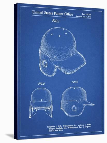 PP716-Blueprint Baseball Helmet Patent Poster-Cole Borders-Stretched Canvas