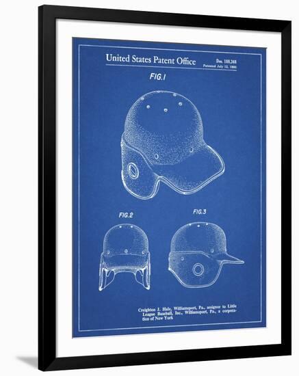 PP716-Blueprint Baseball Helmet Patent Poster-Cole Borders-Framed Giclee Print