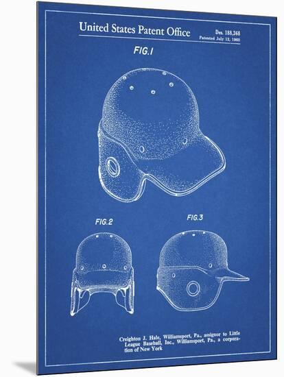 PP716-Blueprint Baseball Helmet Patent Poster-Cole Borders-Mounted Premium Giclee Print
