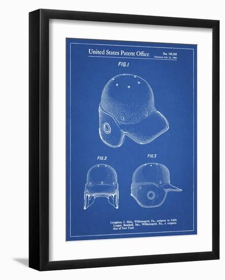 PP716-Blueprint Baseball Helmet Patent Poster-Cole Borders-Framed Giclee Print