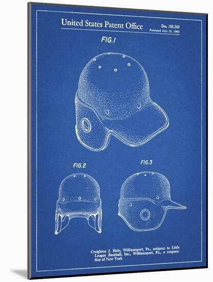 PP716-Blueprint Baseball Helmet Patent Poster-Cole Borders-Mounted Giclee Print