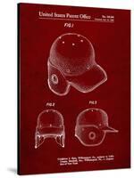 PP716-Burgundy Baseball Helmet Patent Poster-Cole Borders-Stretched Canvas