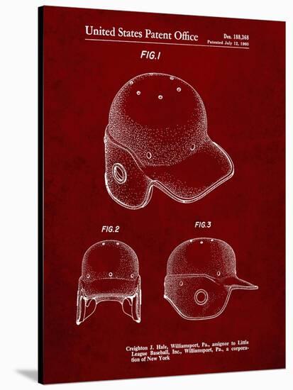 PP716-Burgundy Baseball Helmet Patent Poster-Cole Borders-Stretched Canvas