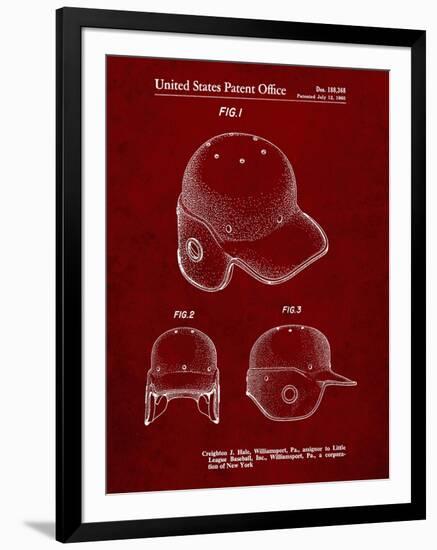 PP716-Burgundy Baseball Helmet Patent Poster-Cole Borders-Framed Giclee Print