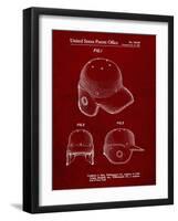 PP716-Burgundy Baseball Helmet Patent Poster-Cole Borders-Framed Giclee Print