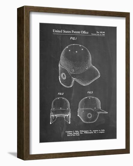 PP716-Chalkboard Baseball Helmet Patent Poster-Cole Borders-Framed Giclee Print