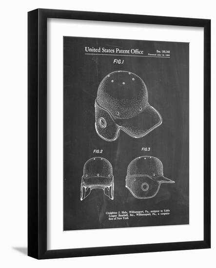 PP716-Chalkboard Baseball Helmet Patent Poster-Cole Borders-Framed Giclee Print