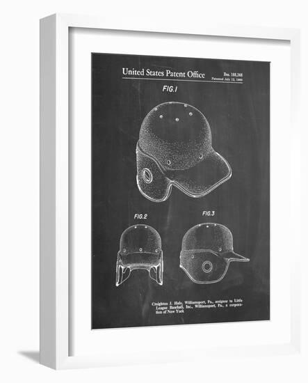 PP716-Chalkboard Baseball Helmet Patent Poster-Cole Borders-Framed Giclee Print