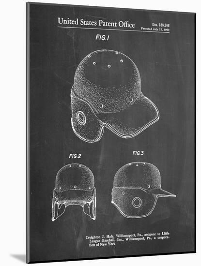 PP716-Chalkboard Baseball Helmet Patent Poster-Cole Borders-Mounted Giclee Print