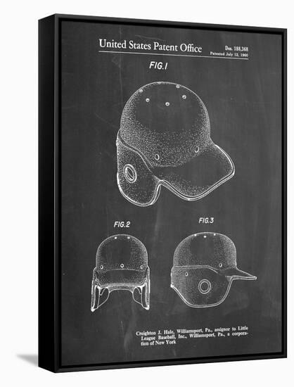 PP716-Chalkboard Baseball Helmet Patent Poster-Cole Borders-Framed Stretched Canvas