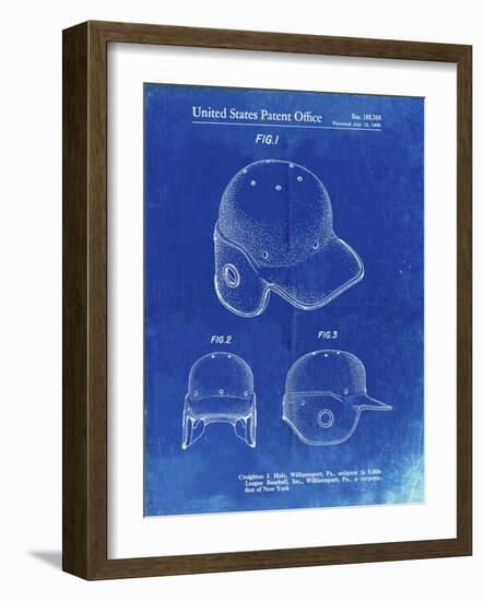 PP716-Faded Blueprint Baseball Helmet Patent Poster-Cole Borders-Framed Giclee Print