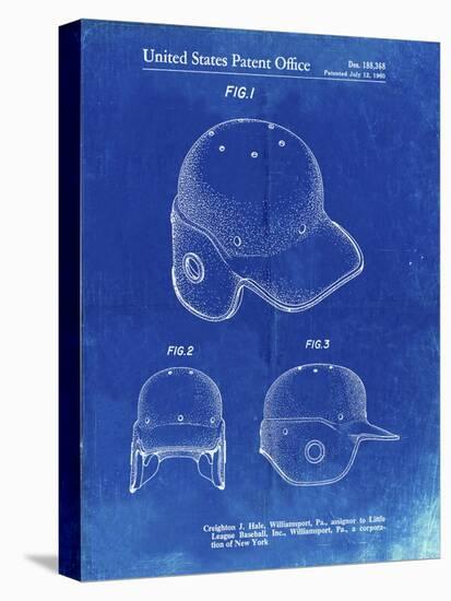 PP716-Faded Blueprint Baseball Helmet Patent Poster-Cole Borders-Stretched Canvas