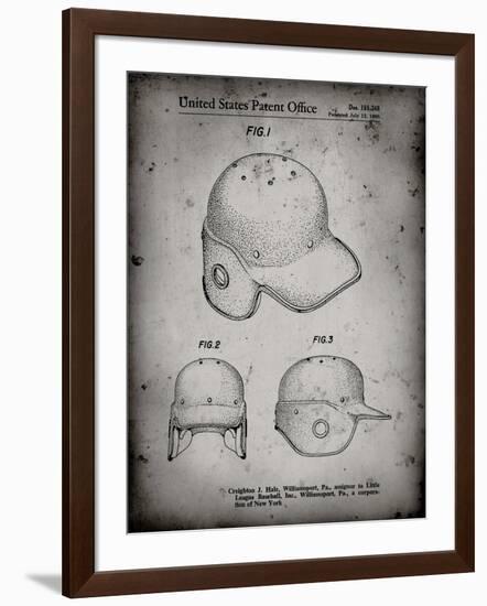 PP716-Faded Grey Baseball Helmet Patent Poster-Cole Borders-Framed Giclee Print