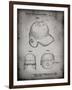 PP716-Faded Grey Baseball Helmet Patent Poster-Cole Borders-Framed Giclee Print