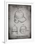 PP716-Faded Grey Baseball Helmet Patent Poster-Cole Borders-Framed Giclee Print