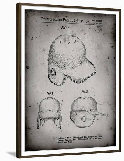 PP716-Faded Grey Baseball Helmet Patent Poster-Cole Borders-Framed Premium Giclee Print