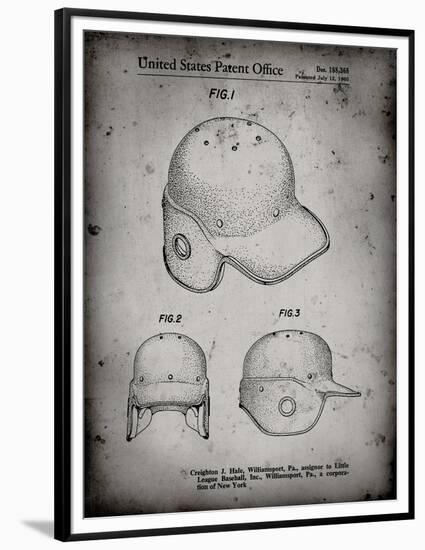 PP716-Faded Grey Baseball Helmet Patent Poster-Cole Borders-Framed Premium Giclee Print