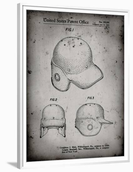 PP716-Faded Grey Baseball Helmet Patent Poster-Cole Borders-Framed Premium Giclee Print