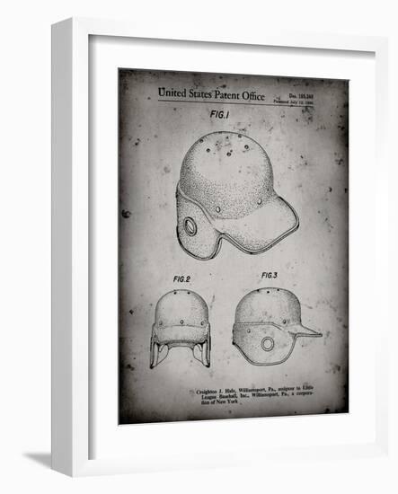 PP716-Faded Grey Baseball Helmet Patent Poster-Cole Borders-Framed Giclee Print