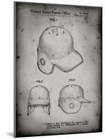 PP716-Faded Grey Baseball Helmet Patent Poster-Cole Borders-Mounted Giclee Print