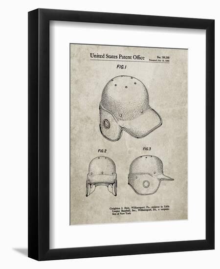 PP716-Sandstone Baseball Helmet Patent Poster-Cole Borders-Framed Giclee Print