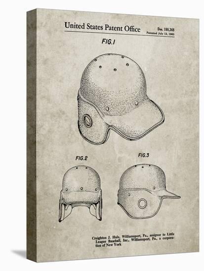 PP716-Sandstone Baseball Helmet Patent Poster-Cole Borders-Stretched Canvas